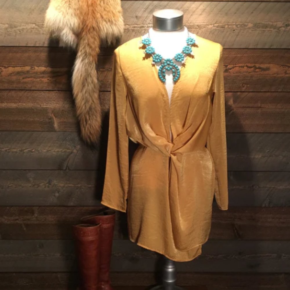 GOLD SILK MINI DRESS